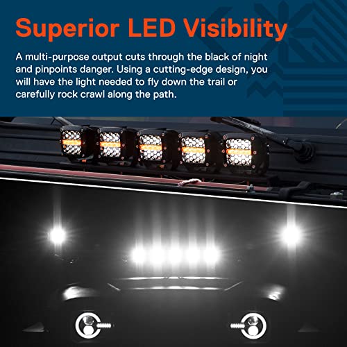 ONLINE LED STORE True Mods 3" 120W LED Pods Offroad Driving Light Cube Pair Set [Amber Turn Signal Marker Light] Off-Road Lights for UTV ATV Jeep Wrangler SxS 4x4 Truck Pick-Up Auto Car Vehicle - Chrome - Image 5