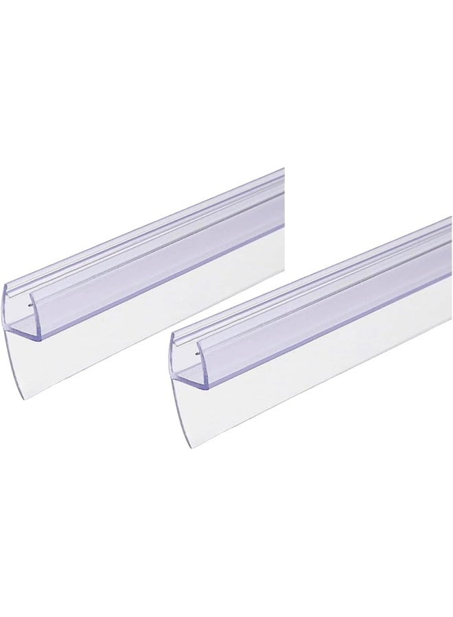 NJM 2 Meter Durable Translucent Weather Stripping Seal Sweep with Drip Rail | Shower Door PVC Silicone Lip Seal Strip for Frameless Glass Door for Dustproofing, Outside Disturbance  (Pack of 2) (Side Lip, 10mm)