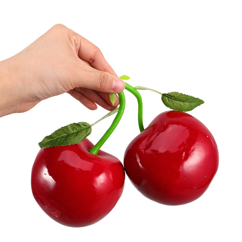 Artificial Cherry Fruit Decor Simulation Food Model Lifelike Fake Ornament Kitchen Home Party Decoration Desk Ornament Photography Prop - Image 2