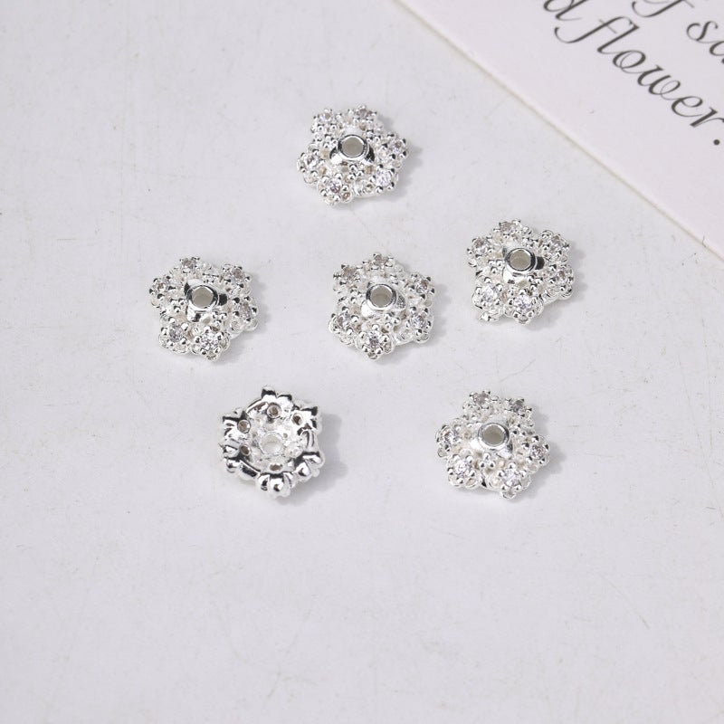 18K Gold-Plated Zircon Cherry Blossom Flower Holder Snowflake Cap Spacer Diy Handmade Beaded Bracelet Jewelry Accessories Jewelry - Image 1