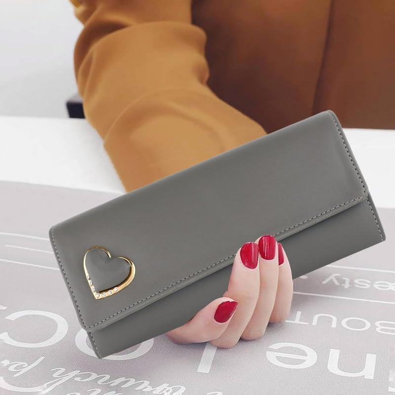 ALSU Women's Hand Wallet Purse Clutch | Phone Pocket | Coin Pocket | 4 Card Slots (Grey) - Image 2