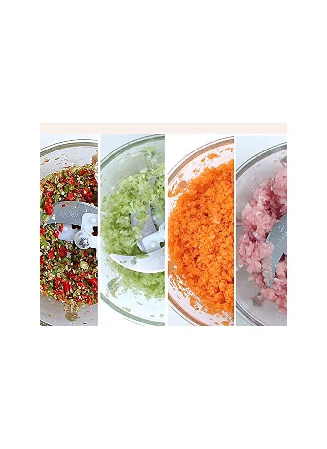 IAF Grinding Machine,Meat Sausage Mincer,Food Processor,Meat Grinder Food Chopper 2L Mini Chopper For Meat,Vegetables,Fruits And Nuts,Glass Bowl And 4 Sharp Blades,250W (Green-B) - Image 2