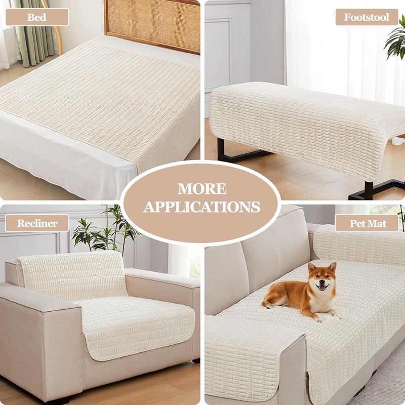 Meider Dog Bed Cover Couch Cover for Pets, Anti-Slip Washable Couch Pads for Cushion & Sofa Furniture Protector (Cream White, 58x82 inch) - Image 4