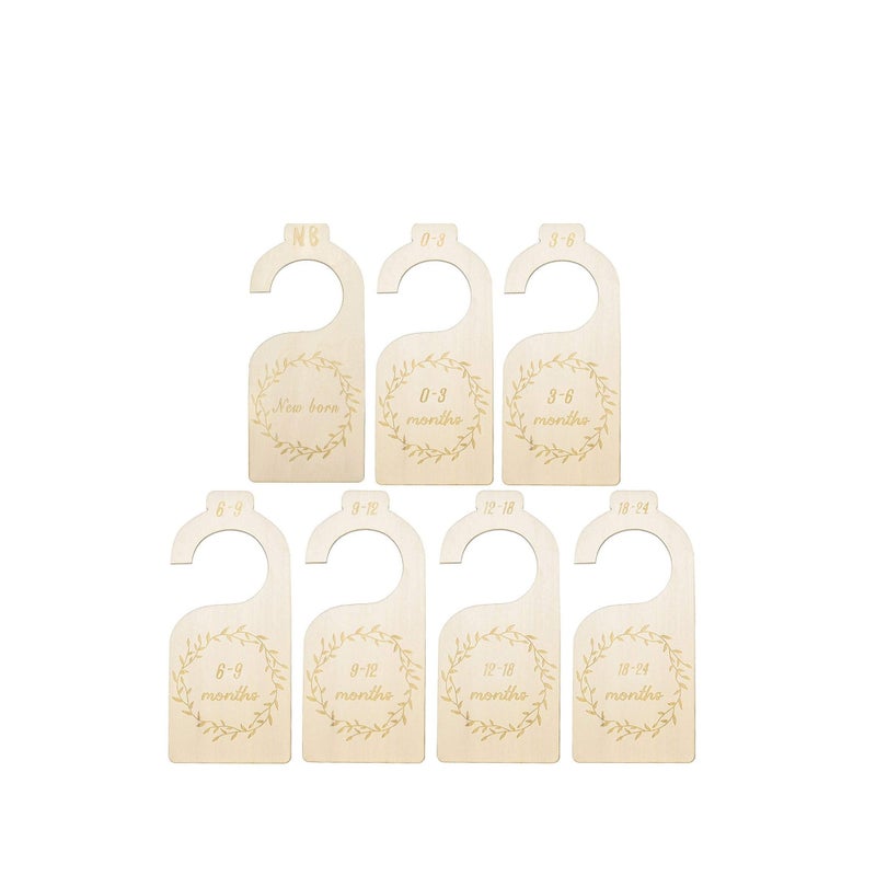 SOLARAE فاصل خزانة الأطفال الخشبي منظم خزانة الأطفال الخشبي فواصل خزانة معلقة من حديثي الولادة إلى 24 شهرًا ملابس الأطفال في المنزل والروضة - Image 1