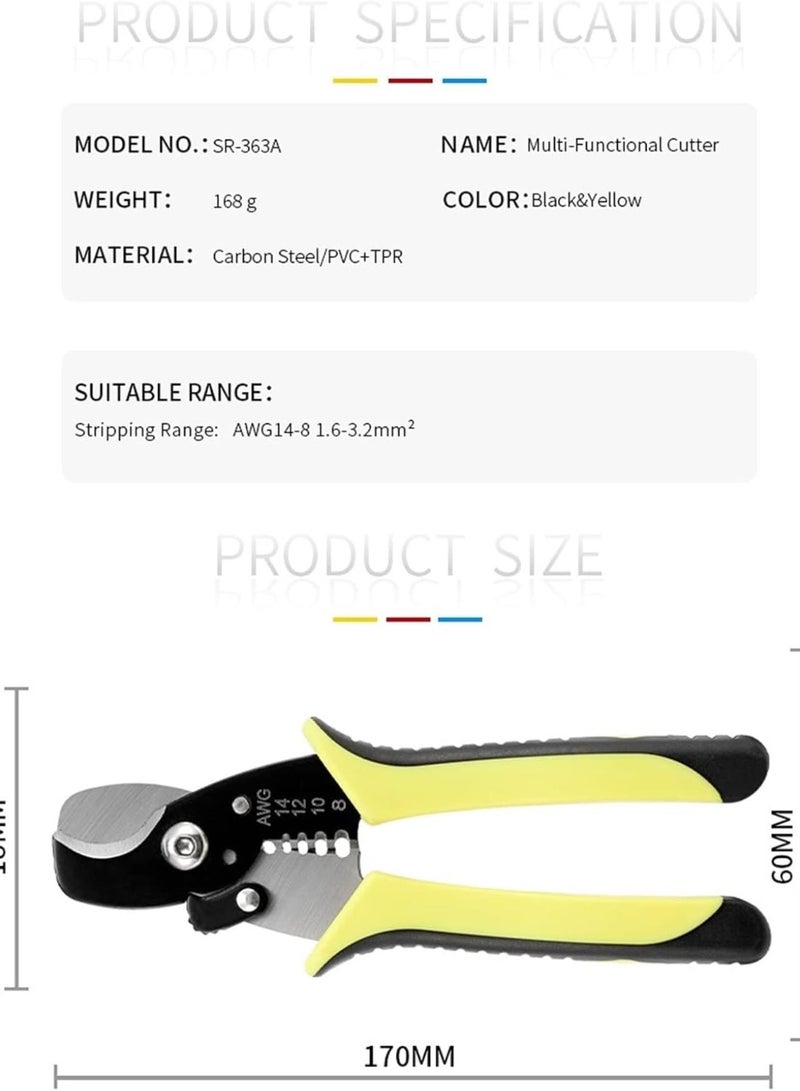 GGOOT Pliers,Crimping Pliers Wire and Cable Cutters Multifunctional Wire Stripper Pliers Crimper Hardware Tools Electricity Cables Wire Cutting Scissors Electrician - Image 2