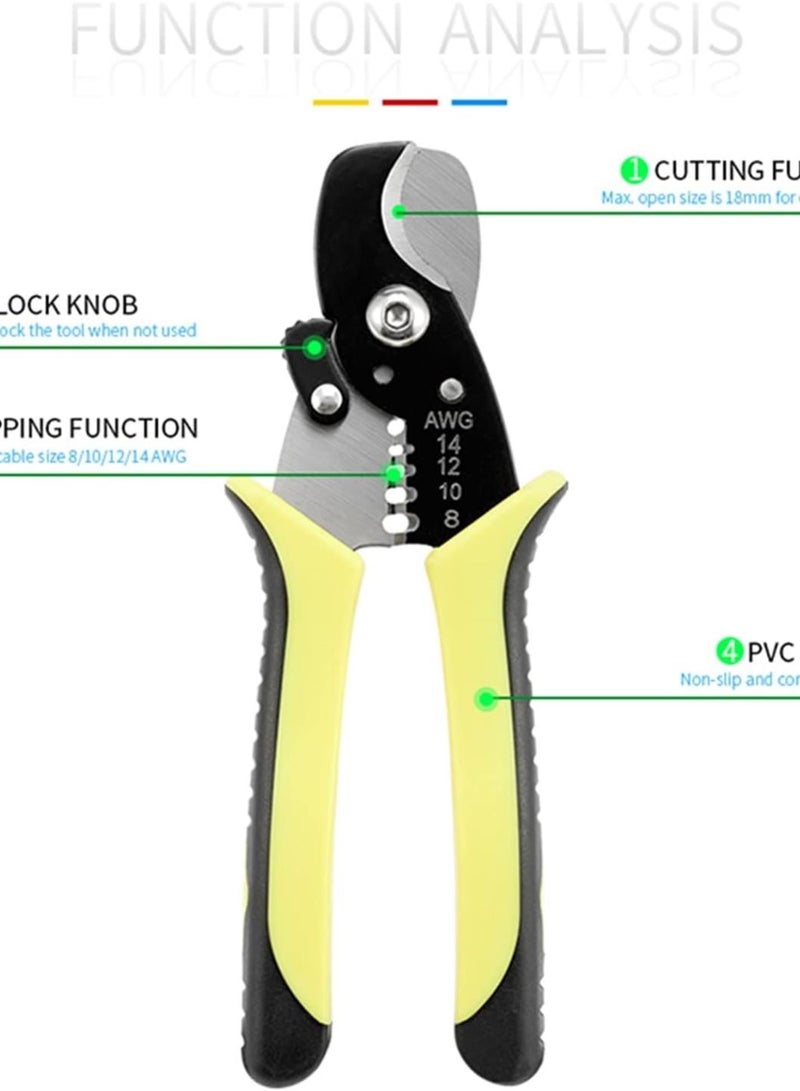 GGOOT Pliers,Crimping Pliers Wire and Cable Cutters Multifunctional Wire Stripper Pliers Crimper Hardware Tools Electricity Cables Wire Cutting Scissors Electrician - Image 3