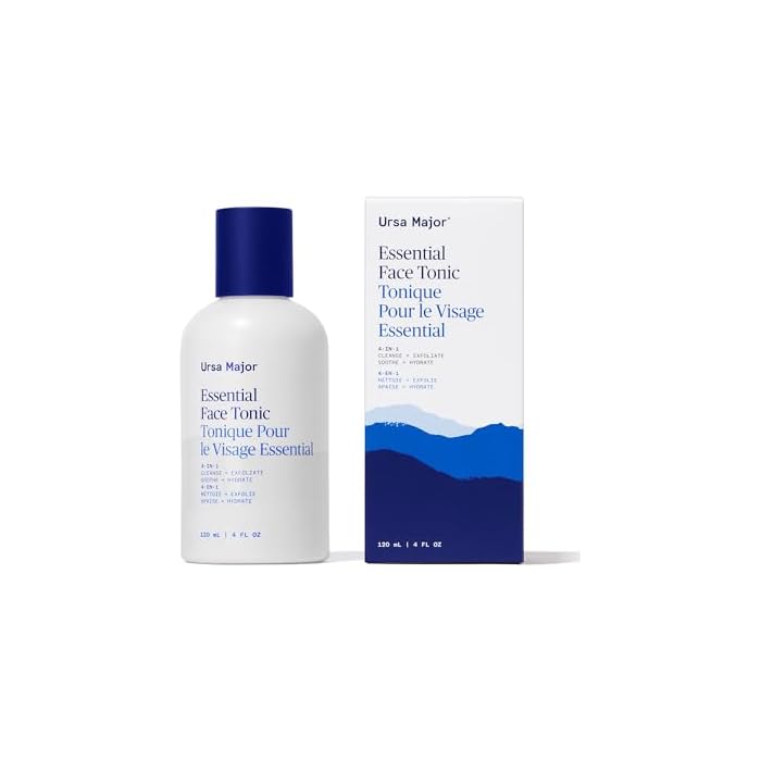 Ursa Major Essential Face Tonic | 4-in-1 Natural Toner to Cleanse, Exfoliate, Soothe and Hydrate | Vegan, Cruelty-Free, Non-Toxic | 4 Ounces