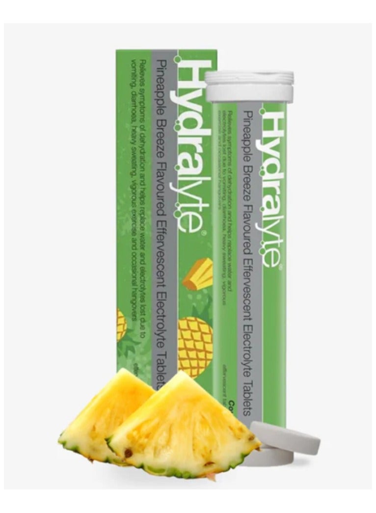 Hydralyte Effervescent Pineapple Breeze Flavoured Electrolyte 20 Tablets - Image 1