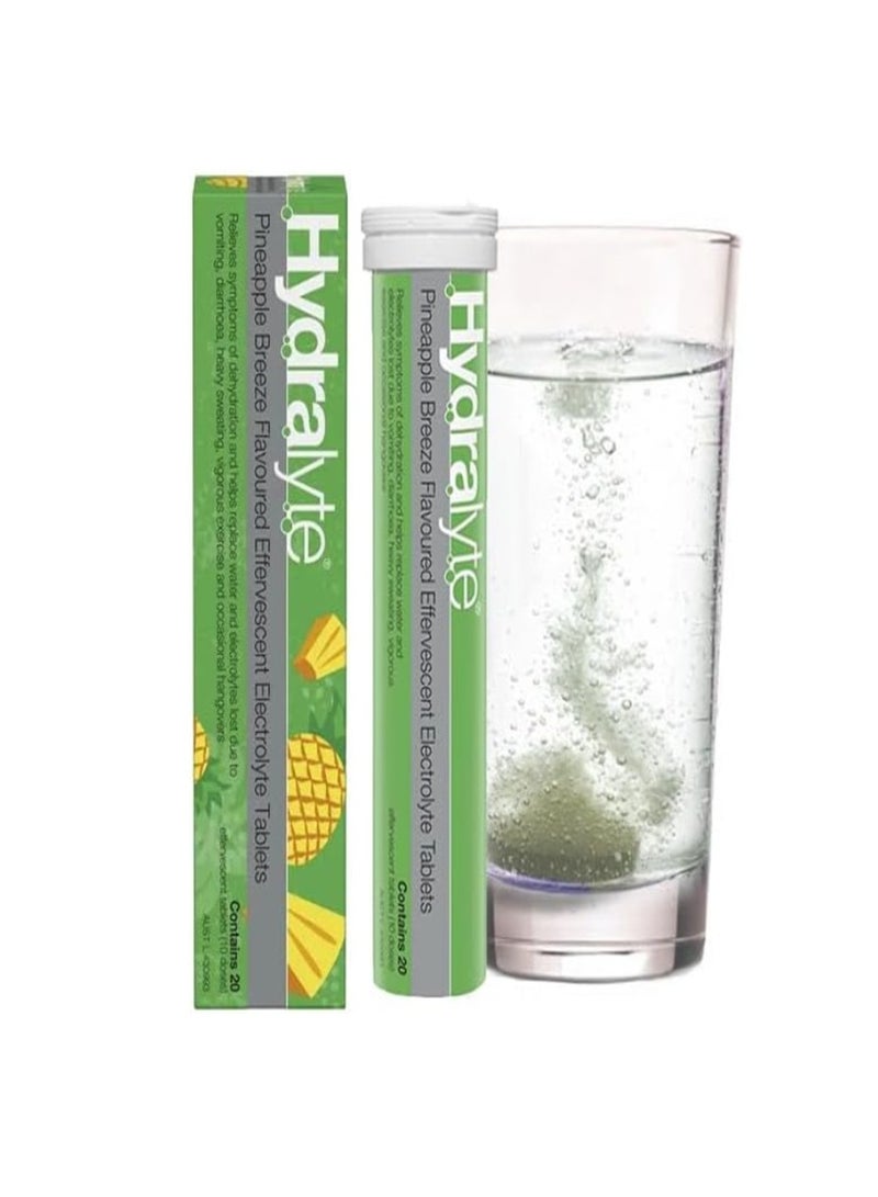 Hydralyte Effervescent Pineapple Breeze Flavoured Electrolyte 20 Tablets - Image 2