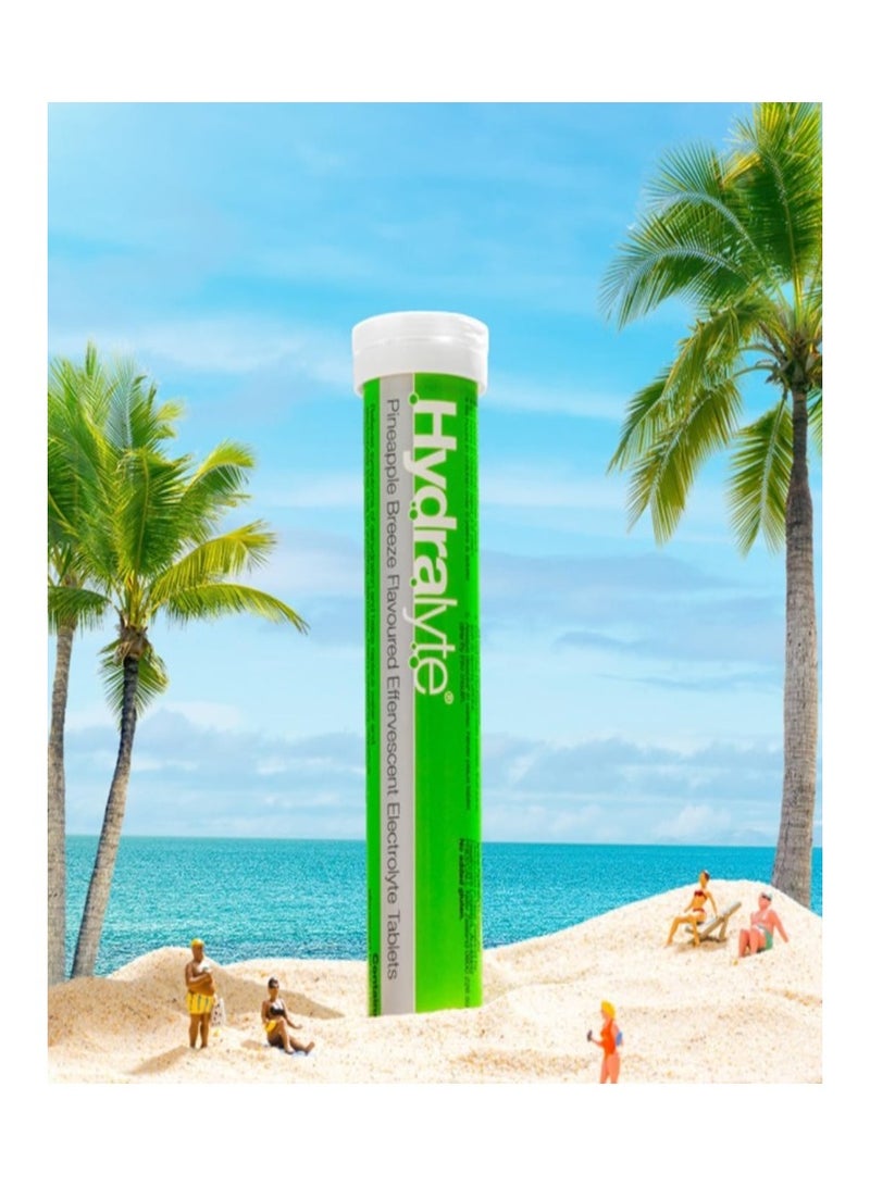 Hydralyte Effervescent Pineapple Breeze Flavoured Electrolyte 20 Tablets - Image 3