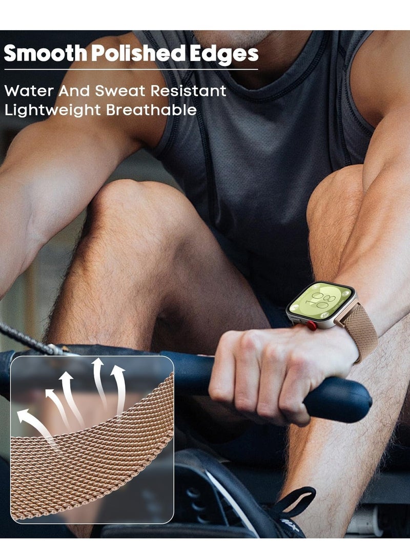 Bracelet Compatible with Huawei Watch Fit , Stainless Steel Replacement Strap, Mesh Metal Watch Strap, Magnetic Adjustable Replacement Strap Compatible with Huawei Watch Fit Rose Gold - Image 3