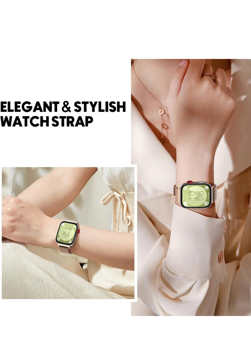 Bracelet Compatible with Huawei Watch Fit , Stainless Steel Replacement Strap, Mesh Metal Watch Strap, Magnetic Adjustable Replacement Strap Compatible with Huawei Watch Fit Rose Gold - Image 4