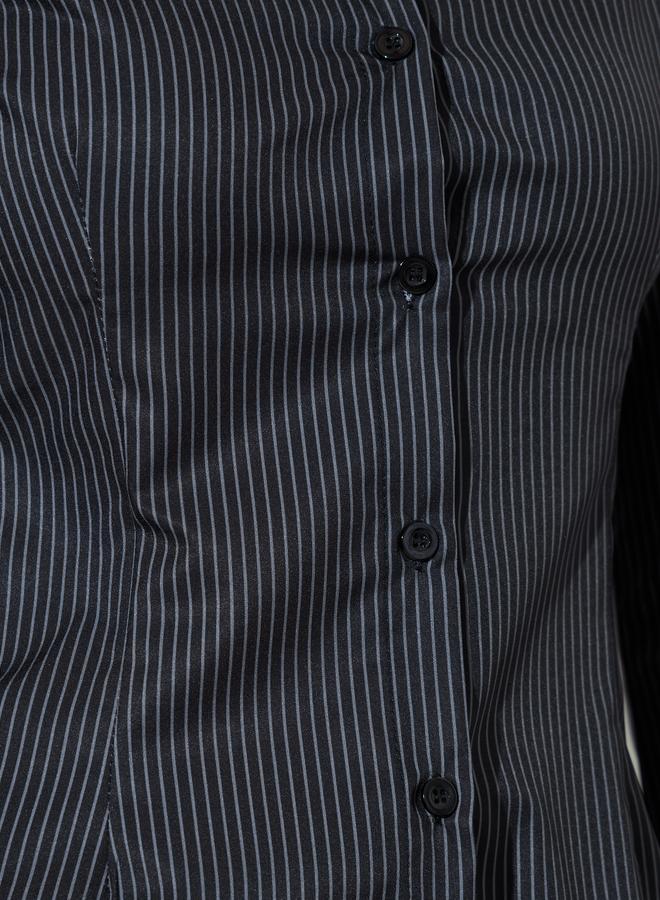 Styli Black Striped Long Sleeve Fitted Shirt - Image 4