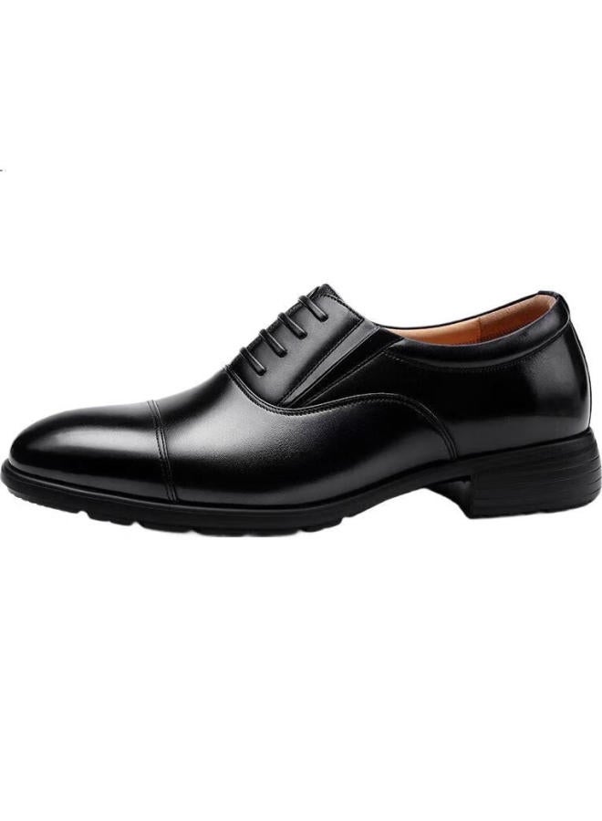 Strongman Qiangren Men'S Formal Shoes 3515 Three-Joint Business Leather Shoes Cowhide Quality Commuter Men'S Shoes Jd388 Black Size 38 - Image 1