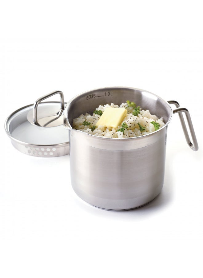 Norpro 8 Cup Multi Pot with Straining Lid, 1.9 Liter, Silver