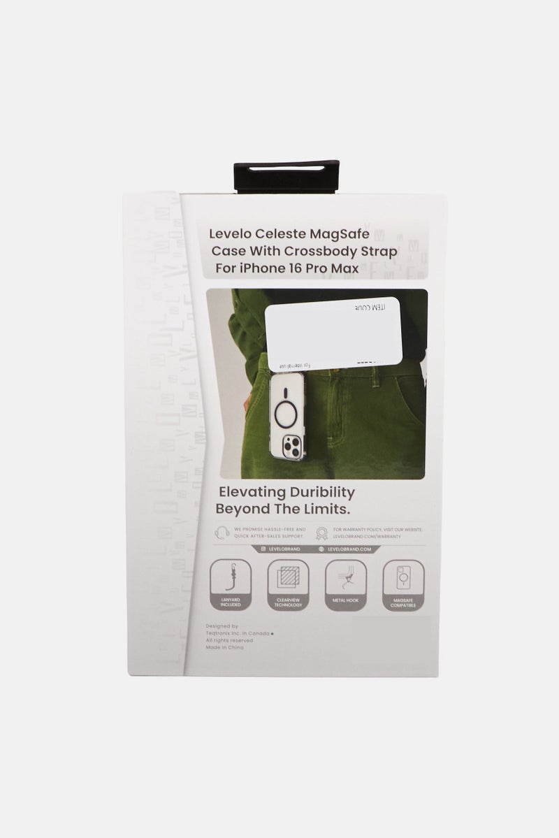 LEVELO iPhone 16 Pro  Max Celeste Magsafe Case With Crossbody Strap, Blue - Image 3