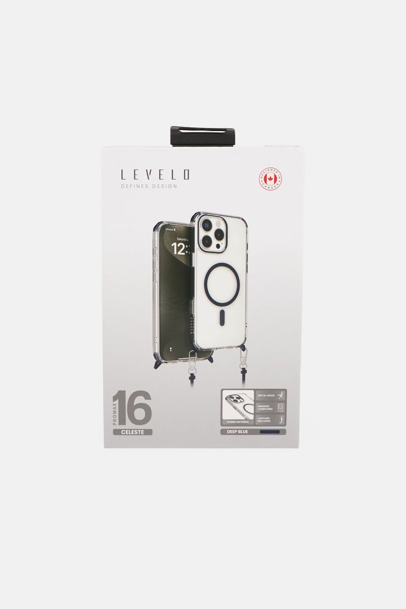 LEVELO iPhone 16 Pro  Max Celeste Magsafe Case With Crossbody Strap, Blue - Image 2