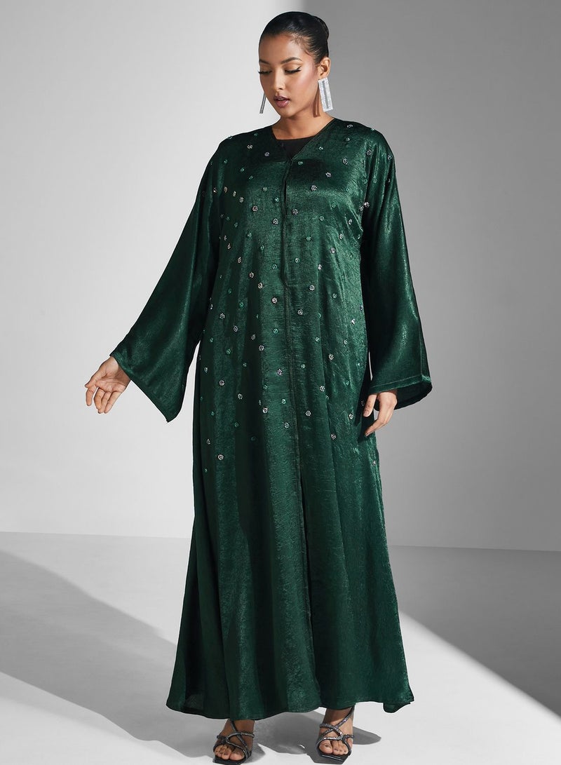 آرا عباية بياقة على شكل حرف  مزينة بالزهور - Image 1