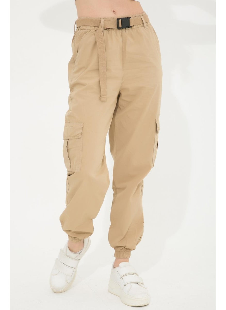 Tena Women's Stone Leg Elastic Belted Cargo Pocket Trousers  - Image 4