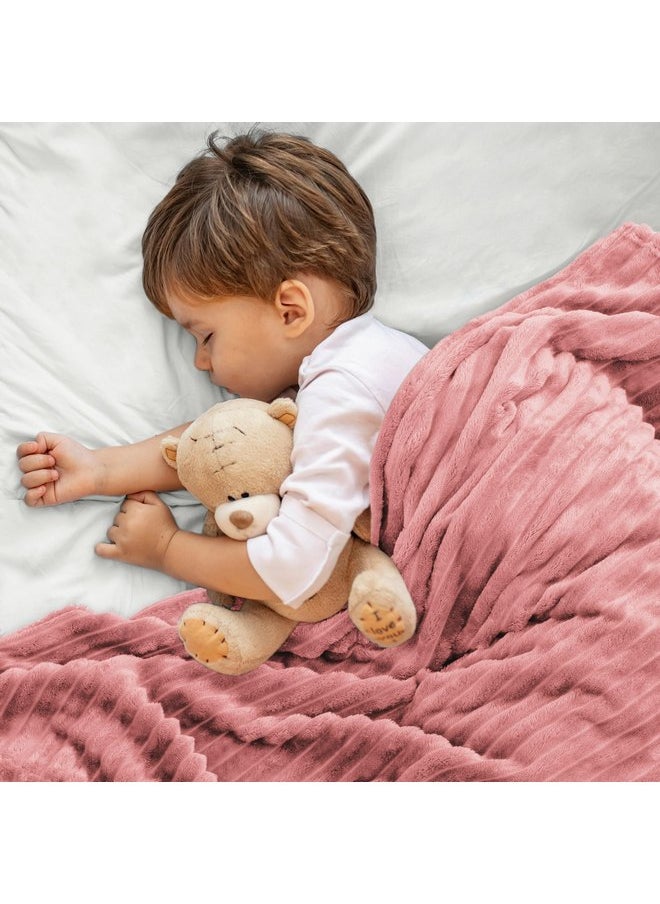 BEDELITE - BEDELITE Baby Blankets for Boys Girls 30"x 40" - 3D Ribbed Jacquard Cute Fuzzy Fleece Blanket, Warm and Breathable Soft Cozy Infant Toddler Blanket for Newborn All Seasons Suitable, Pink - Image 1