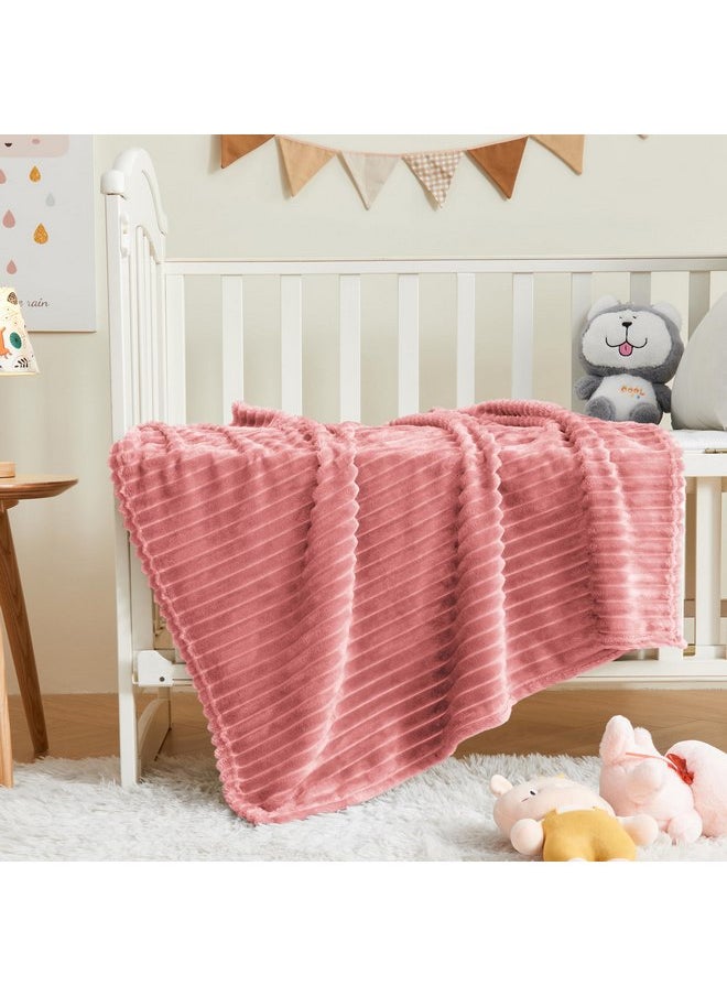 BEDELITE - BEDELITE Baby Blankets for Boys Girls 30"x 40" - 3D Ribbed Jacquard Cute Fuzzy Fleece Blanket, Warm and Breathable Soft Cozy Infant Toddler Blanket for Newborn All Seasons Suitable, Pink - Image 1
