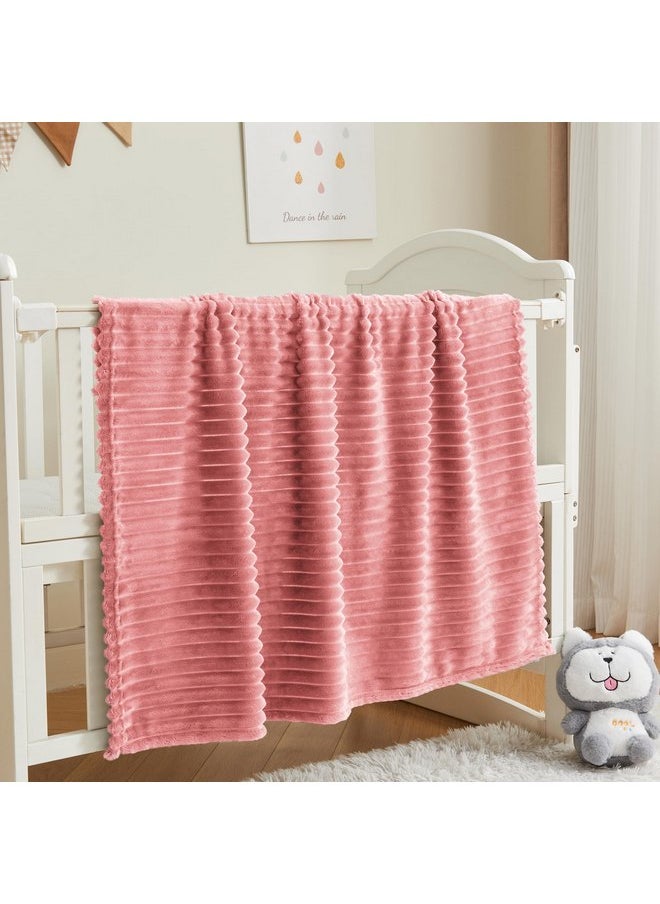 BEDELITE - BEDELITE Baby Blankets for Boys Girls 30"x 40" - 3D Ribbed Jacquard Cute Fuzzy Fleece Blanket, Warm and Breathable Soft Cozy Infant Toddler Blanket for Newborn All Seasons Suitable, Pink - Image 1