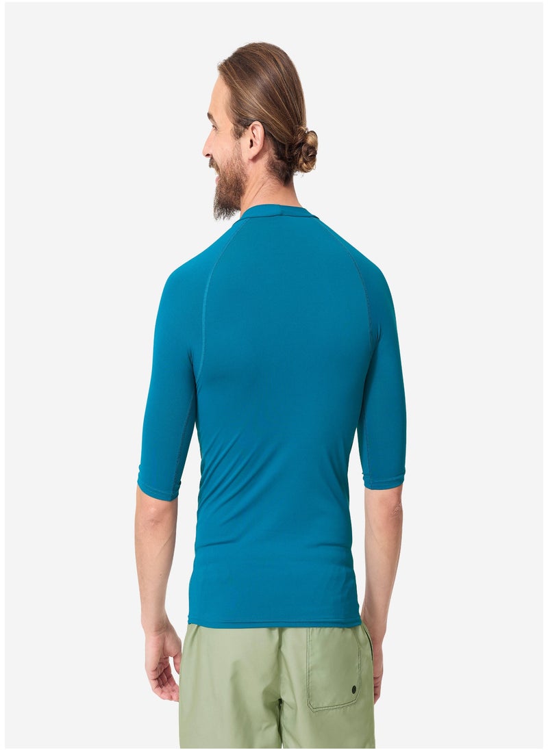 OLAIAN OLAIAN by DECATHLON, Men Surfing T shirt Short Sleeve UV Protection UPF50+ Blue  - Image 4