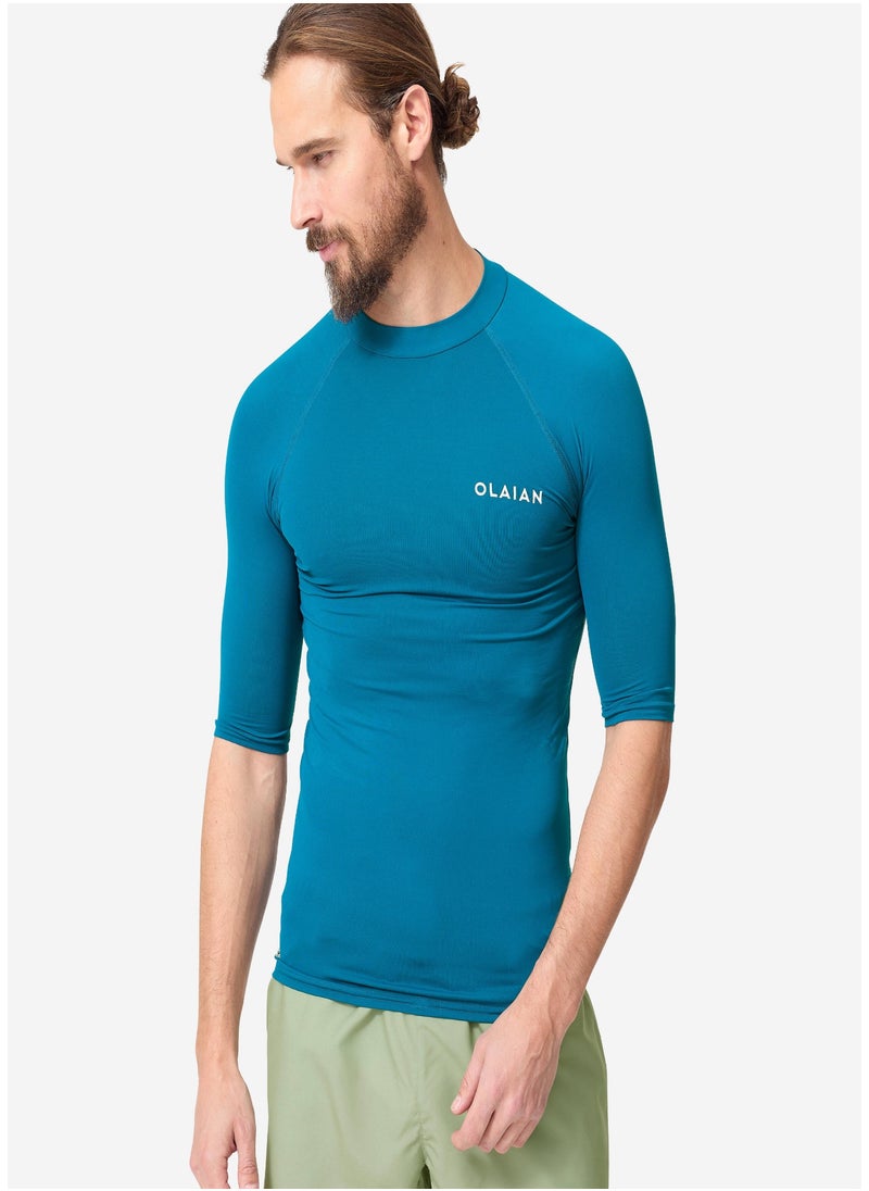OLAIAN OLAIAN by DECATHLON, Men Surfing T shirt Short Sleeve UV Protection UPF50+ Blue  - Image 1