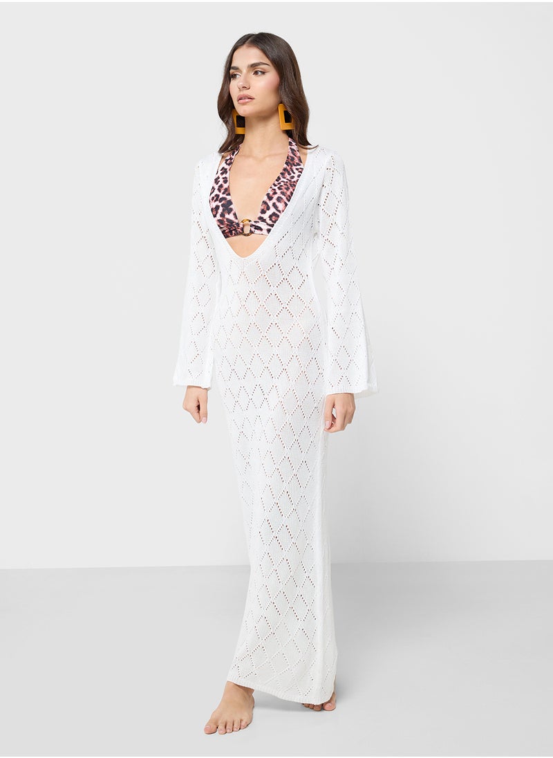 Ginger - Scoop Neck Crochet Beach Dress - Image 1