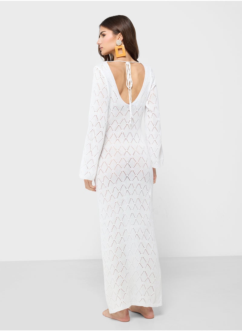 Ginger - Scoop Neck Crochet Beach Dress - Image 1