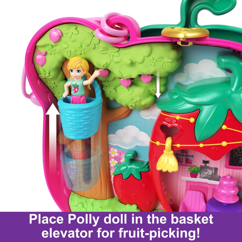 Polly Pocket Playset with 2 Micro Dolls & 12 Accessories, Straw-Beary Patch Compact Travel Toy with Fidget Exterior - Image 5