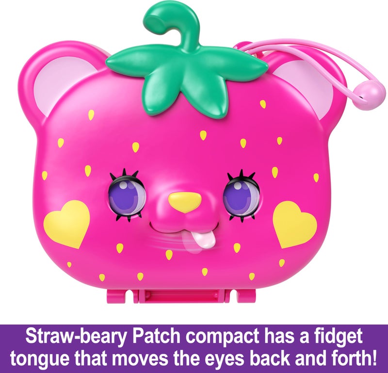 Polly Pocket Playset with 2 Micro Dolls & 12 Accessories, Straw-Beary Patch Compact Travel Toy with Fidget Exterior - Image 3