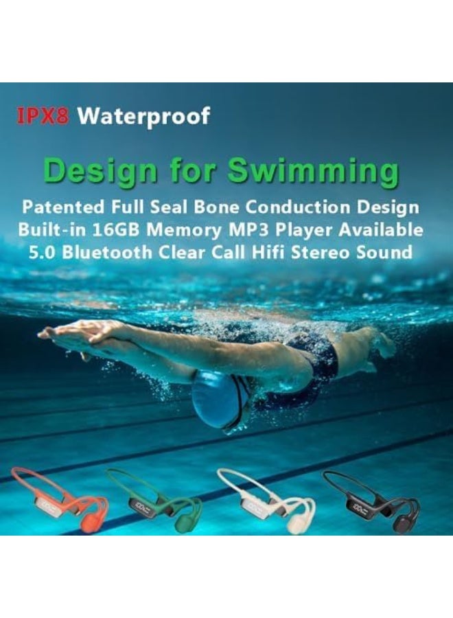 Swim Headphones Bone Conduction Open Ear Headset MP3 Player Built-in 32G Memory IP68 Underwater Waterproof Stereo Bluetooth Earphone LED Screen for Driving Bicycling Running Skiing-Polish Black S10 - Image 4