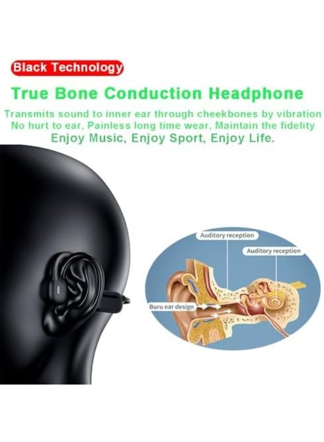Swim Headphones Bone Conduction Open Ear Headset MP3 Player Built-in 32G Memory IP68 Underwater Waterproof Stereo Bluetooth Earphone LED Screen for Driving Bicycling Running Skiing-Polish Black S10 - Image 5