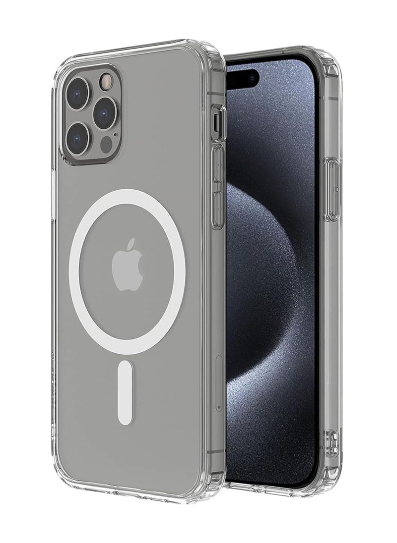 HuHa - iPhone 15 Pro Max MagSafe Case Cover | Hybrid Protective Crystal Clear Hard Back Case | Shockproof Silicone Frame | Slim Transparent Magnetic Protective Case Cover for Apple iPhone 15 Pro Max - Clear - Image 1