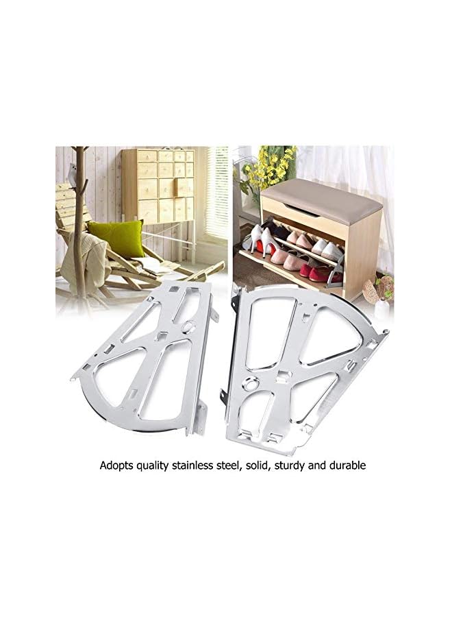 PROMASS promass Shoes Cabinet Hinges, 2Pcs Stainless Steel Shoes Drawer Cabinet Hinges for Kitchen Living Room Shoe Storage Cabinet Flip Frame Hinges Furniture Parts Hardware(2 Layers)  - Image 4