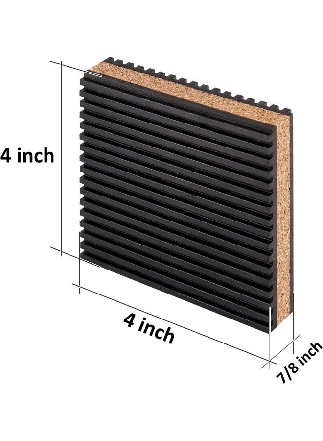 Biella 4 Pack Rubber Anti-Skid Vibration Pads With Cork Material 4" X 4" X 7/8" For Air Conditioner, Hvac System, Compressors, Washer And Dryer Noise And Vibration Reduction  - Image 2
