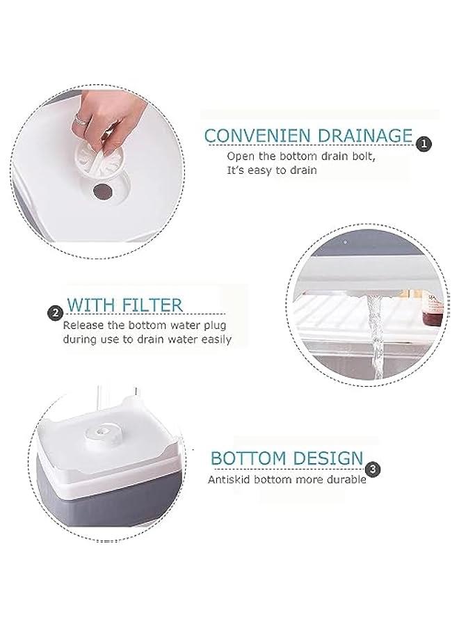 HOOKOR Durku Dishpan For Washing Dishes,9L Collapsible Dish Tub Portable Sink,Wash Dish Basin,Foldable Laundry Tub,Washing Basin with Drain Plug,Dishpan for Kitchen Sink,Camping Dish Washing Tub - Image 4