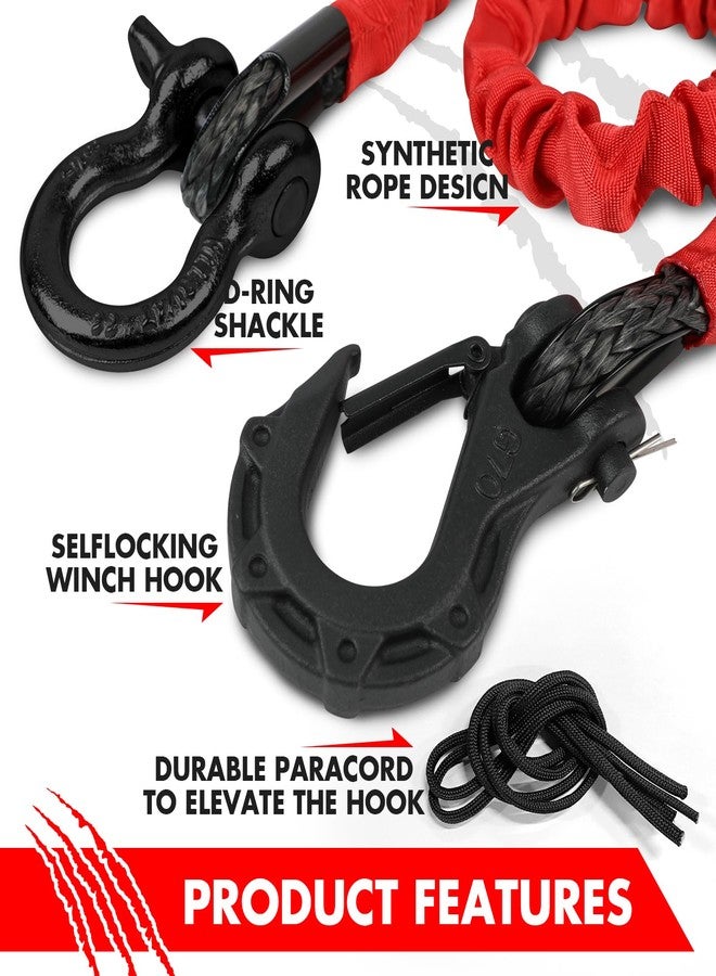 XPV AUTO Recovery Strap (18,000lb.) 2FT with Winch Hook and D-Ring Shackle Synthetic Tow Recovery Rope for ATV Mud Recovery - Image 2