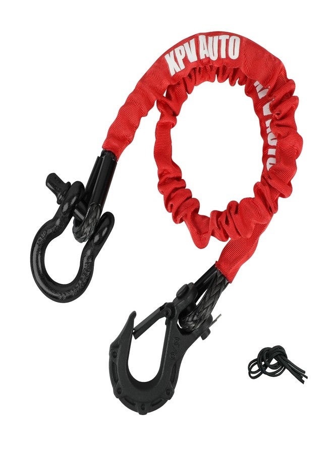 XPV AUTO Recovery Strap (18,000lb.) 2FT with Winch Hook and D-Ring Shackle Synthetic Tow Recovery Rope for ATV Mud Recovery - Image 1