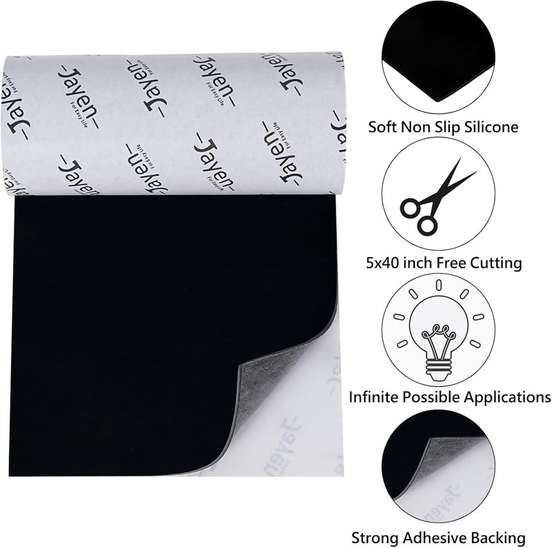 Jayen Non Slip Self Adhesive Silicone Cuttable Furniture Pads - 5x40 inch Anti-Sliding Rubber Floor Protectors for Any Furniture and Appliances - Image 2