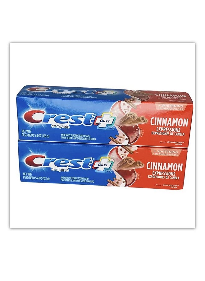 Crest Crest Plus Complete + Whitening Cinnamon Rush Expressions 5.4 oz 2 Boxes  - Image 1