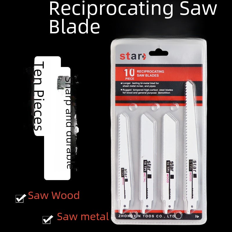 10 Reciprocating Saws, Electric Saw Blades, Saber Saw, Fine-Toothed Coarse-Toothed Woodworking Metal Plastic Cutting Saber Saw Blades(Reciprocating saw value 10 piece set) - Image 2