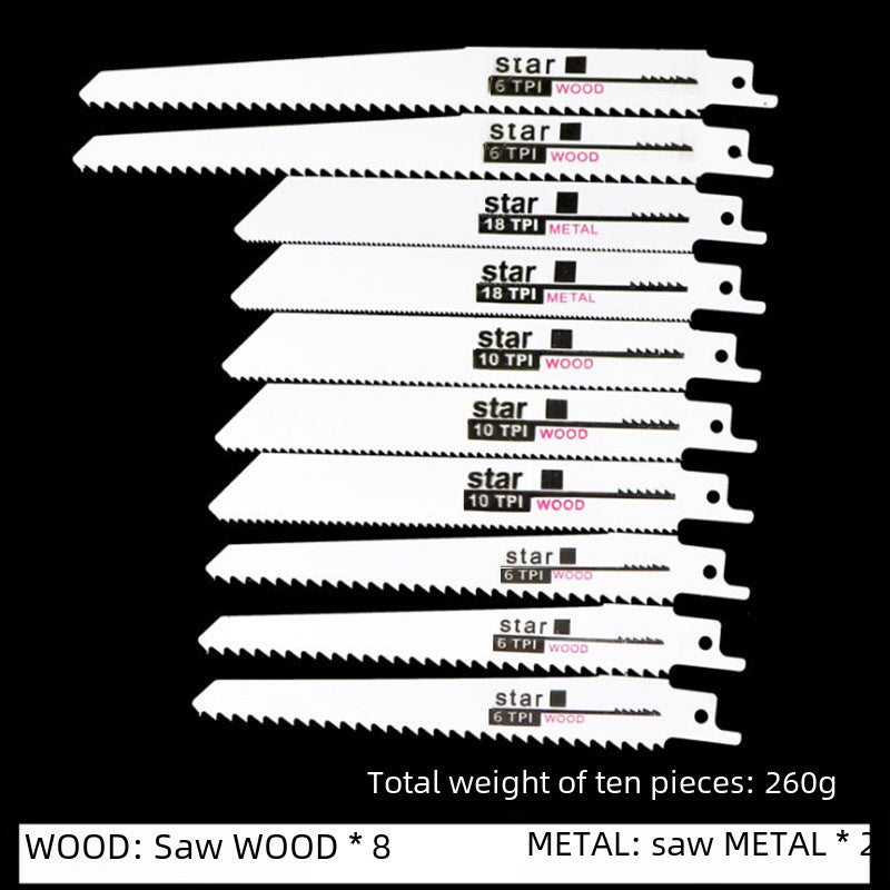 10 Reciprocating Saws, Electric Saw Blades, Saber Saw, Fine-Toothed Coarse-Toothed Woodworking Metal Plastic Cutting Saber Saw Blades(Reciprocating saw value 10 piece set) - Image 3