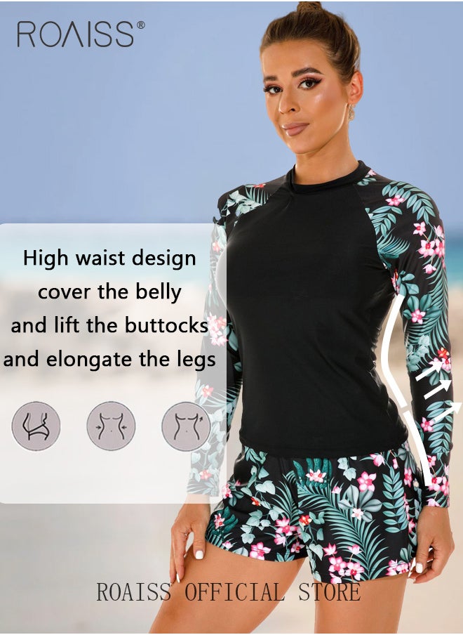 Women One Piece Swimsuit with Boxer Shorts Fashionable Print Design One Piece Beach Suit Women Long Sleeved Sun Protection Surfing Wetsuit - pzsku/ZA231E1FE2758BE37C0D5Z/45/_/1715579038/b1962fe4-97a2-4f09-9f4b-b77f4de37b20