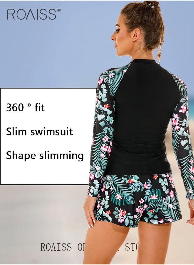 Women One Piece Swimsuit with Boxer Shorts Fashionable Print Design One Piece Beach Suit Women Long Sleeved Sun Protection Surfing Wetsuit - pzsku/ZA231E1FE2758BE37C0D5Z/45/_/1715579039/f63eee67-c162-4452-bd69-910c1dcd639c