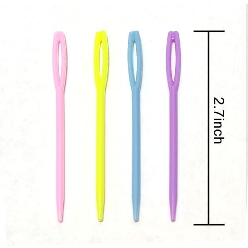 jicslaew 52Pcs 2.7 "Large Eye Plastic Sewing Needles,Learning Needles,Yarn Needles Darning Needle Tapestry Needles,Safety Plastic Lacing Needles for DIY Sewing Handmade Crafts,4 Colors - Image 2