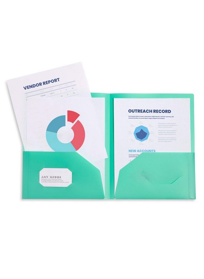 Blue Summit Supplies 6 Poly Two Pocket Folders Assorted Gem Tones Durable Plastic 2 Pocket Folders Letter Size With Business Card Slot 6 Pack…  - Image 2