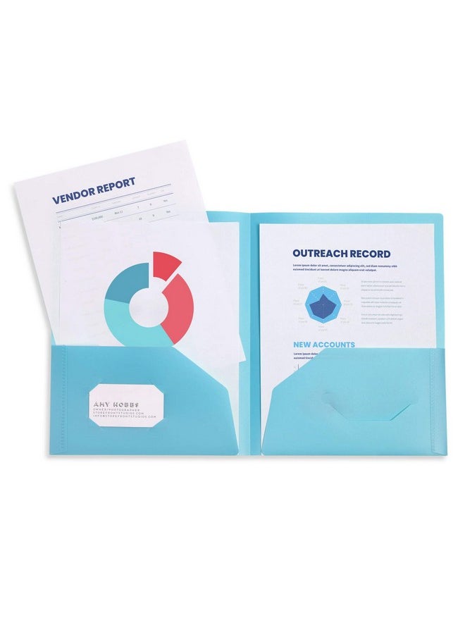 Blue Summit Supplies 6 Poly Two Pocket Folders Assorted Gem Tones Durable Plastic 2 Pocket Folders Letter Size With Business Card Slot 6 Pack…  - Image 4