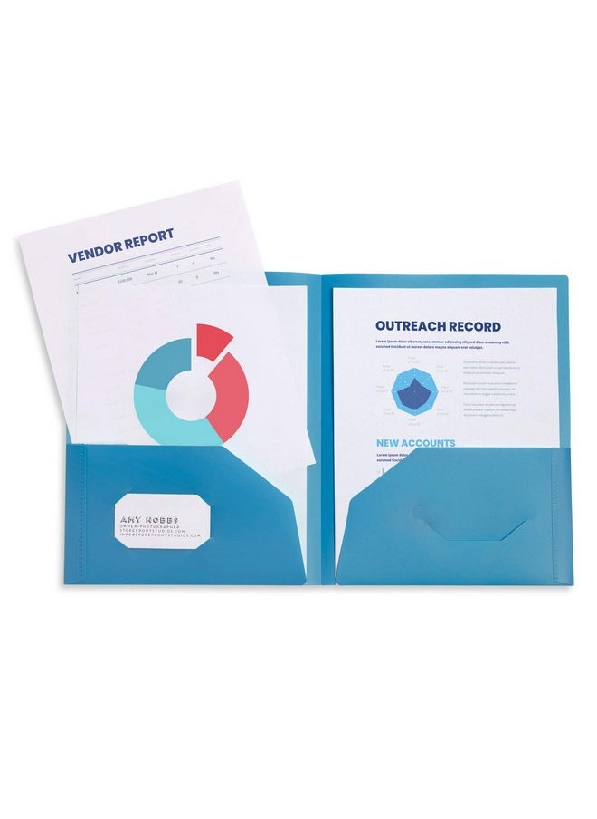 Blue Summit Supplies 6 Poly Two Pocket Folders Assorted Gem Tones Durable Plastic 2 Pocket Folders Letter Size With Business Card Slot 6 Pack…  - Image 3